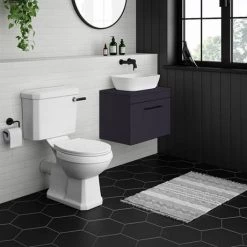 Arezzo Wall Hung Countertop Vanity Unit - Matt Blue - 600mm with Industrial Style Black Handle 2 Arezzo Wall Hung Countertop Vanity Unit - Matt Blue - 600mm with Industrial Style Black Handle -Victorian Plumbing Shop AZB6WHWBKIS d2 460