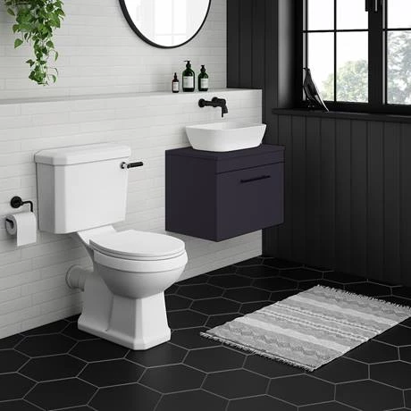 AZB6WHWBKIS-d2_460.jpg Arezzo Wall Hung Countertop Vanity Unit - Matt Blue - 600mm with Industrial Style Black Handle -Victorian Plumbing Shop AZB6WHWBKIS d2 460