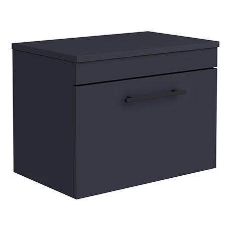 AZB6WHWBKIS-p.jpg Arezzo Wall Hung Countertop Vanity Unit - Matt Blue - 600mm with Industrial Style Black Handle -Victorian Plumbing Shop AZB6WHWBKIS p