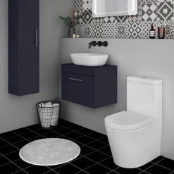 Arezzo Wall Hung Countertop Vanity Unit - Matt Blue - 600mm with Chrome Handle -Victorian Plumbing Shop AZB6WHWCH d3 460