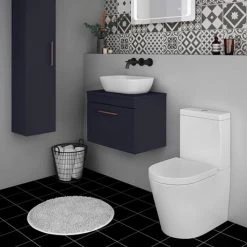 Arezzo Wall Hung Countertop Vanity Unit - Matt Blue - 600mm with Rose Gold Handle -Victorian Plumbing Shop AZB6WHWRG d3 460
