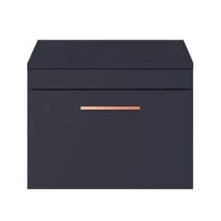 Arezzo Wall Hung Countertop Vanity Unit - Matt Blue - 600mm with Rose Gold Handle -Victorian Plumbing Shop AZB6WHWRG nd2 460