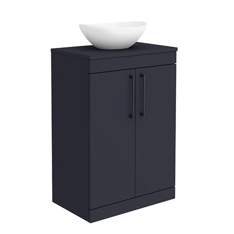 AZBFSMB410-p.jpg Arezzo Countertop Basin Unit - Blue with Black Handles - 600mm inc. Basin -Victorian Plumbing Shop AZBFSMB410 p
