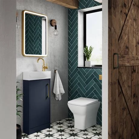AZBLU4FS-A1_460.jpg Arezzo Matt Blue 450mm 1TH Floor Standing Cloakroom Vanity Unit -Victorian Plumbing Shop AZBLU4FS A1 460