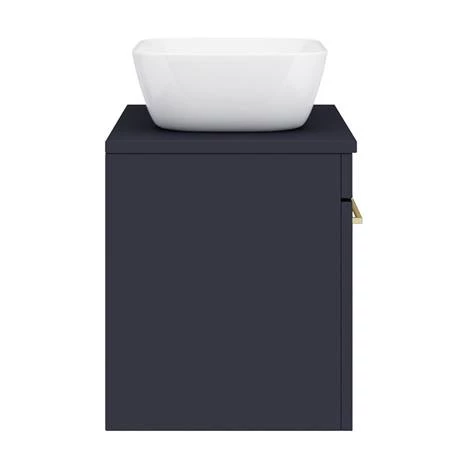 AZBWHBB465_d5_460.jpg Arezzo Wall Hung Countertop Basin Unit - Blue with Brushed Brass Handle - 600mm inc. Basin -Victorian Plumbing Shop AZBWHBB465 d5 460