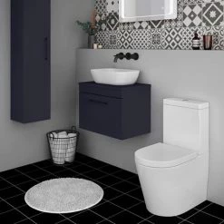 Arezzo Wall Hung Countertop Basin Unit - Blue with Black Handle - 600mm inc. Basin -Victorian Plumbing Shop AZBWHMB465 n d2 460