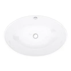 Arezzo Floating Basin Shelf with Drawer - Matt White - 600mm inc. Oval Basin -Victorian Plumbing Shop AZCTWHT6B3 d4 460