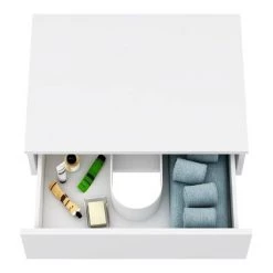 Arezzo Wall Hung Countertop Basin Shelf with Drawer - Matt White - 600 x 450mm -Victorian Plumbing Shop AZCTWHT6 d3 460