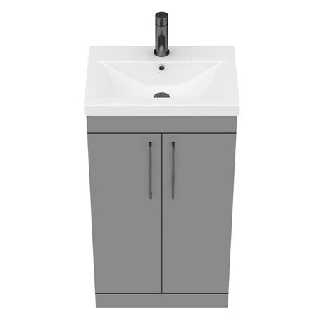 AZG5FSVBK_D5_460.jpg Arezzo 500 Matt Grey Floor Standing Vanity Unit with Matt Black Handles -Victorian Plumbing Shop AZG5FSVBK D5 460