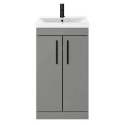Arezzo 500 Matt Grey Floor Standing Vanity Unit with Matt Black Handles 3 Arezzo 500 Matt Grey Floor Standing Vanity Unit with Matt Black Handles -Victorian Plumbing Shop AZG5FSVBK detail1 460