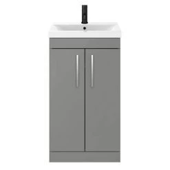 Arezzo 500 Matt Grey Floor Standing Vanity Unit with Chrome Handles -Victorian Plumbing Shop AZG5FSVCH d3 460