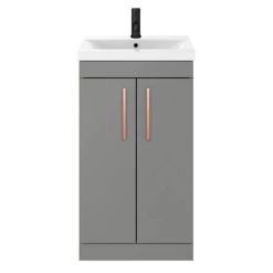 Arezzo 500 Matt Grey Floor Standing Vanity Unit with Rose Gold Handles -Victorian Plumbing Shop AZG5FSVRG detail1 460