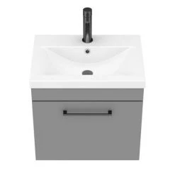 Arezzo 500 Matt Grey Wall Hung 1-Drawer Vanity Unit with Matt Black Handle 5 Arezzo 500 Matt Grey Wall Hung 1-Drawer Vanity Unit with Matt Black Handle -Victorian Plumbing Shop AZG5WHVBK D5 460