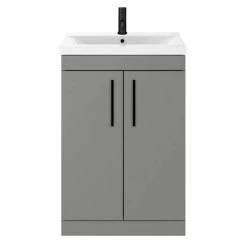 Arezzo 600 Matt Grey Floor Standing Vanity Unit with Matt Black Handles -Victorian Plumbing Shop AZG6FSVBK d3 460
