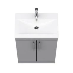 Arezzo Floor Standing Vanity Unit - Matt Grey - 600mm with Industrial Style Chrome Handles -Victorian Plumbing Shop AZG6FSVCHIS d5 460
