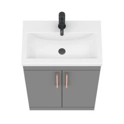 Arezzo 600 Matt Grey Floor Standing Vanity Unit with Rose Gold Handles 5 Arezzo 600 Matt Grey Floor Standing Vanity Unit with Rose Gold Handles -Victorian Plumbing Shop AZG6FSVRG d6 460