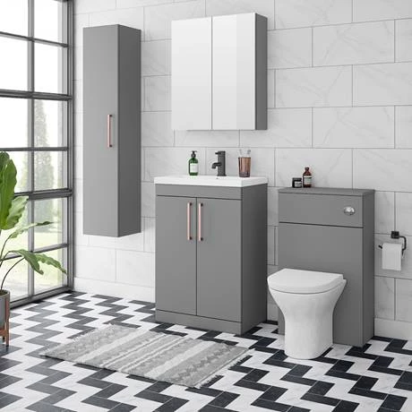 AZG6FSVRG_d4_460.jpg Arezzo 600 Matt Grey Floor Standing Vanity Unit with Rose Gold Handles -Victorian Plumbing Shop AZG6FSVRG d4 460