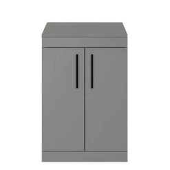 Arezzo Floor Standing Countertop Vanity Unit - Matt Grey - 600mm with Matt Black Handles -Victorian Plumbing Shop AZG6FSWBK d3 460