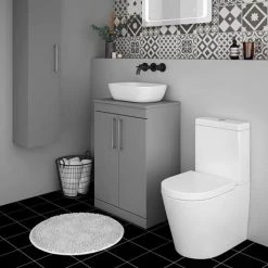 Arezzo Floor Standing Countertop Vanity Unit - Matt Grey - 600mm with Chrome Handles 3 Arezzo Floor Standing Countertop Vanity Unit - Matt Grey - 600mm with Chrome Handles -Victorian Plumbing Shop AZG6FSWCH d4 460