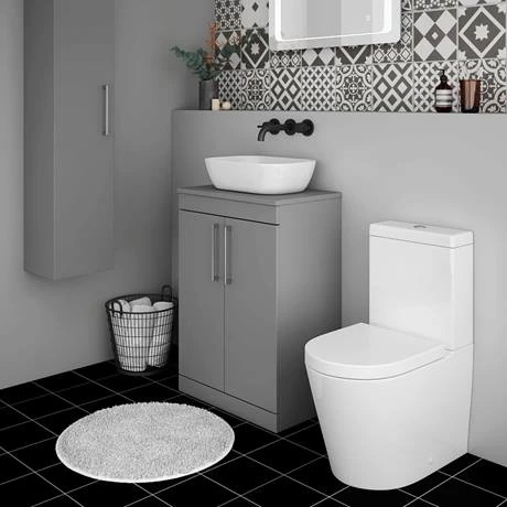 AZG6FSWCH_d4_460.jpg Arezzo Floor Standing Countertop Vanity Unit - Matt Grey - 600mm with Chrome Handles -Victorian Plumbing Shop AZG6FSWCH d4 460