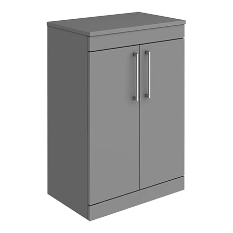 AZG6FSWCH_prod.jpg Arezzo Floor Standing Countertop Vanity Unit - Matt Grey - 600mm with Chrome Handles -Victorian Plumbing Shop AZG6FSWCH prod