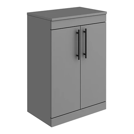 AZG6FSWMBIS_n_p.jpg Arezzo Floor Standing Countertop Vanity Unit - Matt Grey - 600mm with Industrial Style Matt Black Handles -Victorian Plumbing Shop AZG6FSWMBIS n p
