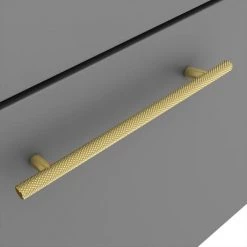 Arezzo Wall Hung Vanity Unit - Matt Grey - 600mm with Industrial Style Brushed Brass Handle 2 Arezzo Wall Hung Vanity Unit - Matt Grey - 600mm with Industrial Style Brushed Brass Handle -Victorian Plumbing Shop AZG6WHVBBIS d2 460