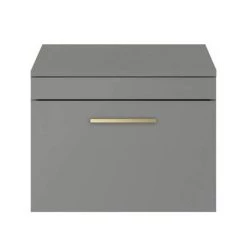 Arezzo Wall Hung Countertop Vanity Unit - Matt Grey - 600mm with Brushed Brass Handle -Victorian Plumbing Shop AZG6WHWBB D2 460