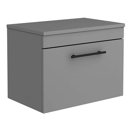 AZG6WHWBKIS-p.jpg Arezzo Wall Hung Countertop Vanity Unit - Matt Grey - 600mm with Industrial Style Black Handle -Victorian Plumbing Shop AZG6WHWBKIS p