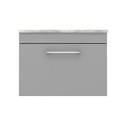 Arezzo Wall Hung Countertop Vanity Unit - Matt Grey - 600mm with Bellato Grey Worktop & Chrome Handle -Victorian Plumbing Shop AZG6WHWCHG d6 460