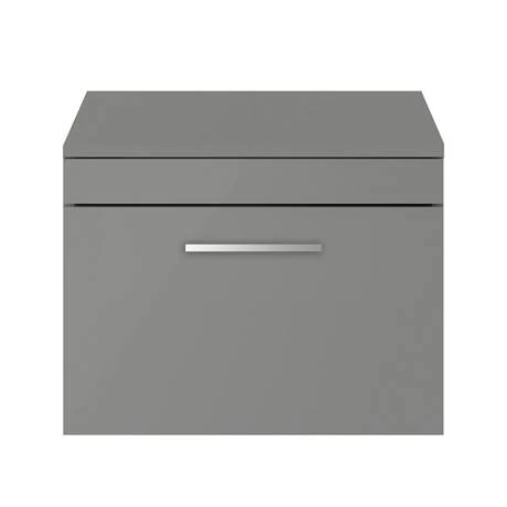AZG6WHWCH_d2_460.jpg Arezzo Wall Hung Countertop Vanity Unit - Matt Grey - 600mm with Chrome Handle -Victorian Plumbing Shop AZG6WHWCH d2 460