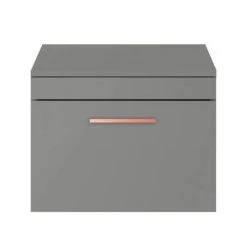 Arezzo Wall Hung Countertop Vanity Unit - Matt Grey - 600mm with Rose Gold Handle -Victorian Plumbing Shop AZG6WHWRG d2 460