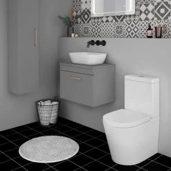 Arezzo Wall Hung Countertop Vanity Unit - Matt Grey - 600mm with Rose Gold Handle -Victorian Plumbing Shop AZG6WHWRG d3 460