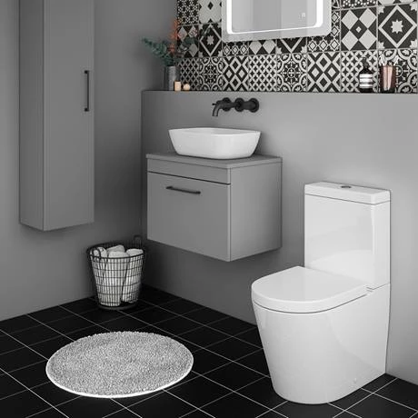 AZGWHB465-d2_460.jpg Arezzo Wall Hung Countertop Basin Unit - Grey with Black Handle - 600mm inc. Basin -Victorian Plumbing Shop AZGWHB465 d2 460