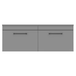 Arezzo Matt Grey Wall Hung Double Countertop Vanity Unit (1200mm w. Matt Black Handles) -Victorian Plumbing Shop AZGWHMB12 detail1 460