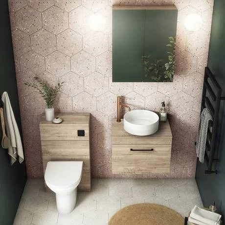 AZO6WHWMBO_d2_460.jpg Arezzo Wall Hung Countertop Vanity Unit - Rustic Oak - 600mm with Worktop & Matt Black Handle -Victorian Plumbing Shop AZO6WHWMBO d2 460