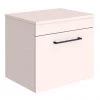 Arezzo Wall Hung Countertop Vanity Unit - Matt Pink - 500mm with Matt Black Handle