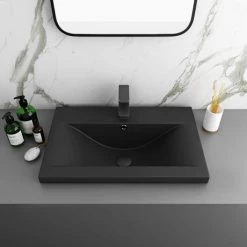 Arezzo Wall Hung Vanity Unit - Matt Pink - 600mm Black Basin with Industrial Style Handle 3 Arezzo Wall Hung Vanity Unit - Matt Pink - 600mm Black Basin with Industrial Style Handle -Victorian Plumbing Shop AZP6WHVBKISB d3 460