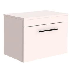 Arezzo Wall Hung Countertop Vanity Unit - Matt Pink - 600mm with Industrial Style Black Handle