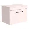 Arezzo Wall Hung Countertop Vanity Unit - Matt Pink - 600mm with Matt Black Handle