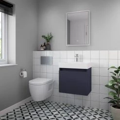 Arezzo Slim Wall Hung Vanity Unit - Matt Blue - 500 x 300mm -Victorian Plumbing Shop AZS5BLU d2 460