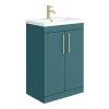 Arezzo 600 Matt Green Floor Standing Vanity Unit with Brushed Brass Handles