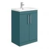 Arezzo 600 Matt Green Floor Standing Vanity Unit with Chrome Handles