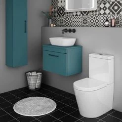 Arezzo Wall Hung Countertop Vanity Unit - Matt Green - 600mm with Matt Black Handle 2 Arezzo Wall Hung Countertop Vanity Unit - Matt Green - 600mm with Matt Black Handle -Victorian Plumbing Shop AZTG6WHWBK d2 460