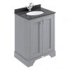 Bayswater Plummett Grey 600mm 2 Door Vanity Unit & 1TH Black Marble Basin Top