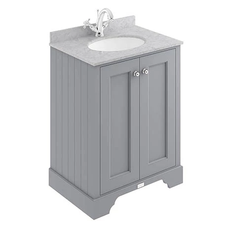 BAYF101-BAYC223_P.jpg Bayswater Plummett Grey 600mm 2 Door Vanity Unit & 1TH Grey Marble Basin Top -Victorian Plumbing Shop BAYF101 BAYC223 P