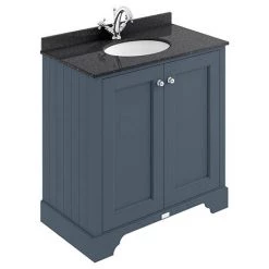 Bayswater Stiffkey Blue 800mm 2 Door Vanity Unit & 1TH Black Marble Basin Top