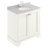 Bayswater Pointing White 800mm 2 Door Vanity Unit & 1TH Grey Marble Basin Top