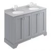 Bayswater Plummett Grey 1200mm 4 Door Vanity Unit & 1TH Grey Marble Double Bowl Basin Top