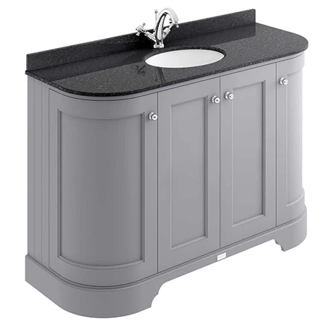 BAYF164-BAYC239_p.jpg Bayswater Plummett Grey Curved 1200mm 4-Door Vanity Unit & 1TH Black Marble Single Bowl Basin Top -Victorian Plumbing Shop BAYF164 BAYC239 p